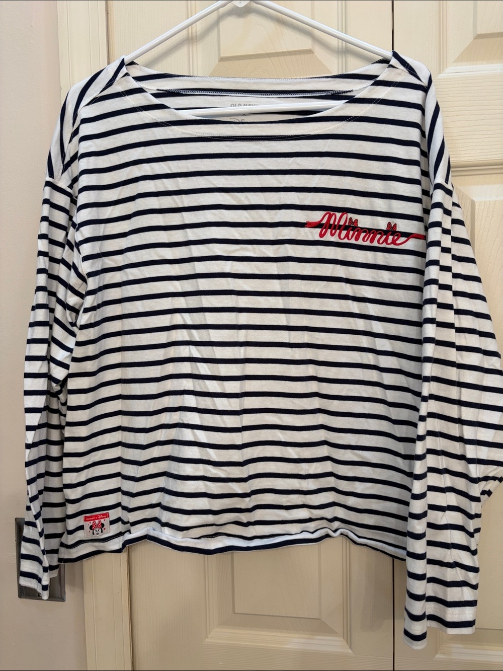 Disney Old Navy Minnie Navy & White Striped Long-Sleeve Women’s Top XL